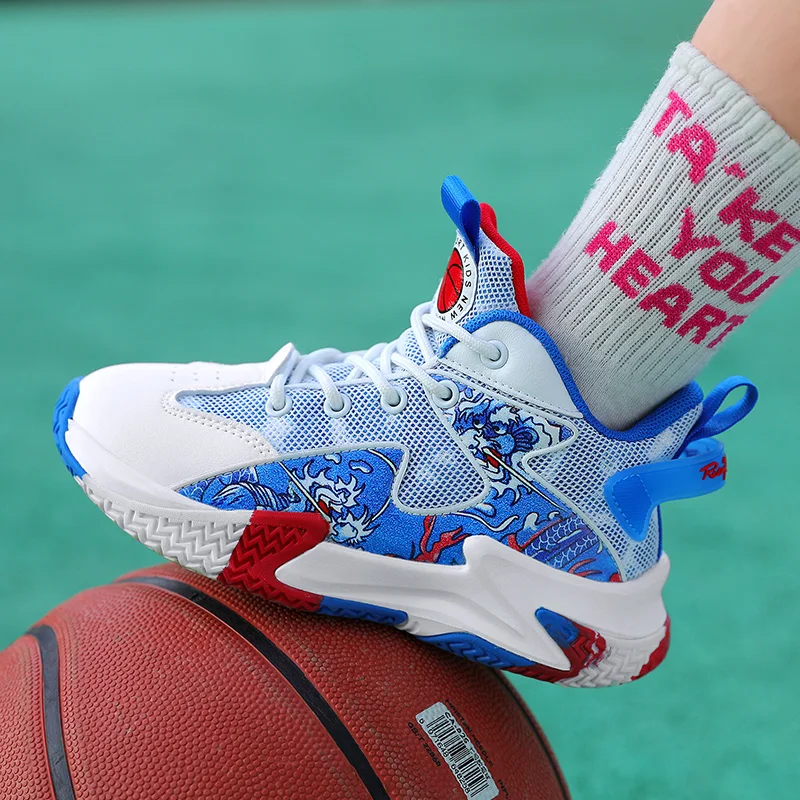 

2022 New Teenagers Basketball Shoes Breathable Training Sneakers Non Slip Boys Basketball Boots Shock-Absorbant Outdoor Trainers