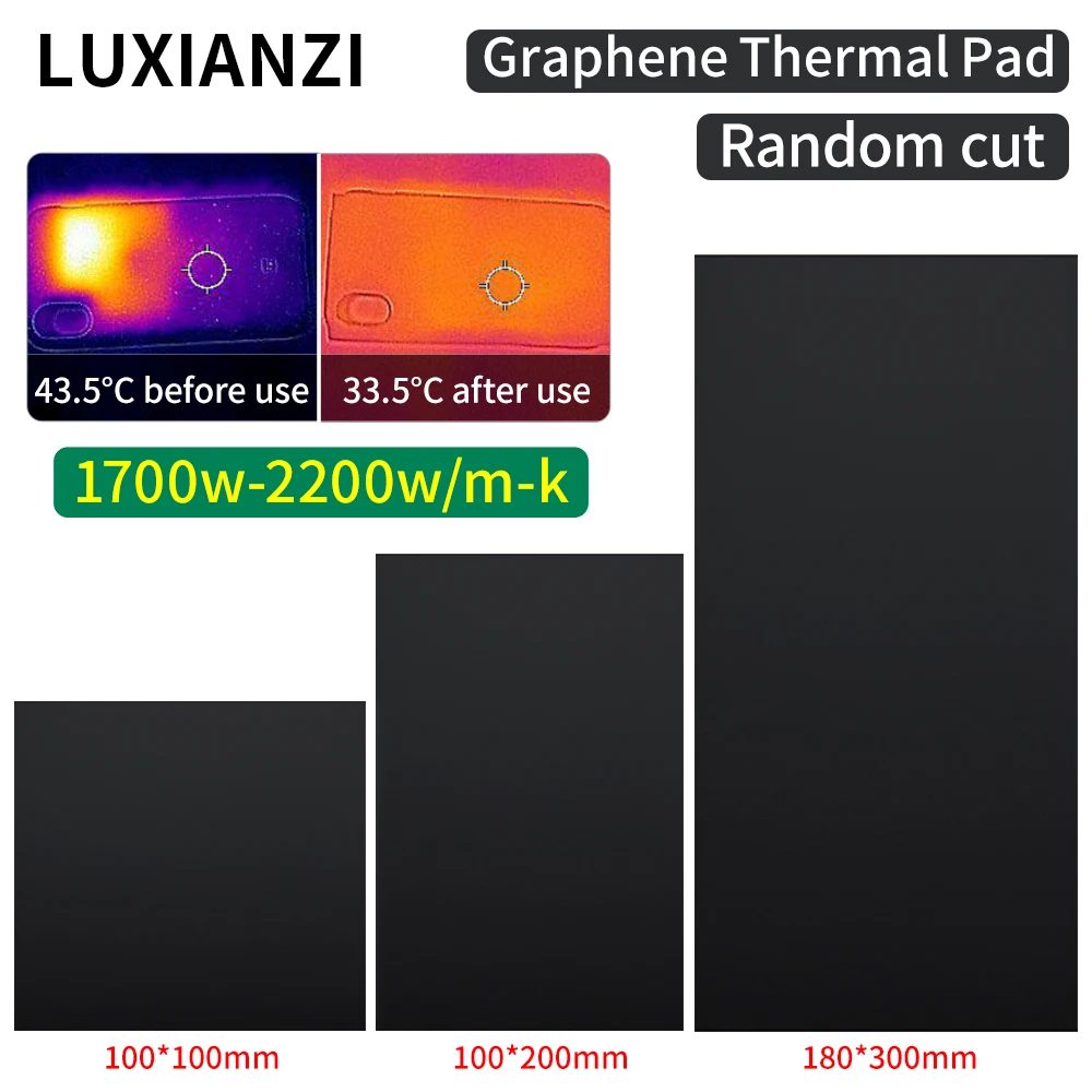 Графиновый Теплопроводящий коврик LUXIANZI 0,12 мм 180*300 мм для компьютера, телефона, ЦПУ, VGA, теплоотвод, охлаждающий коврик, прокладка