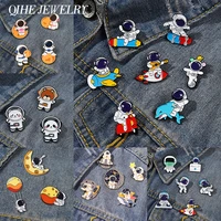 37 pieces astronaut enamel pin set animal brooch space galaxy series lapel clothes whale cartoon badge jewelry kid gift jewelry