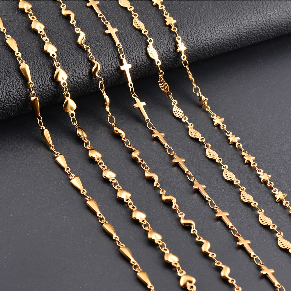 1 шт., длина 18-100 см, цепочка из нержавеющей стали с звеньями в форме сердца ручной работы, ожерелья, браслет для женщин, звеньевой браслет в форме сердца