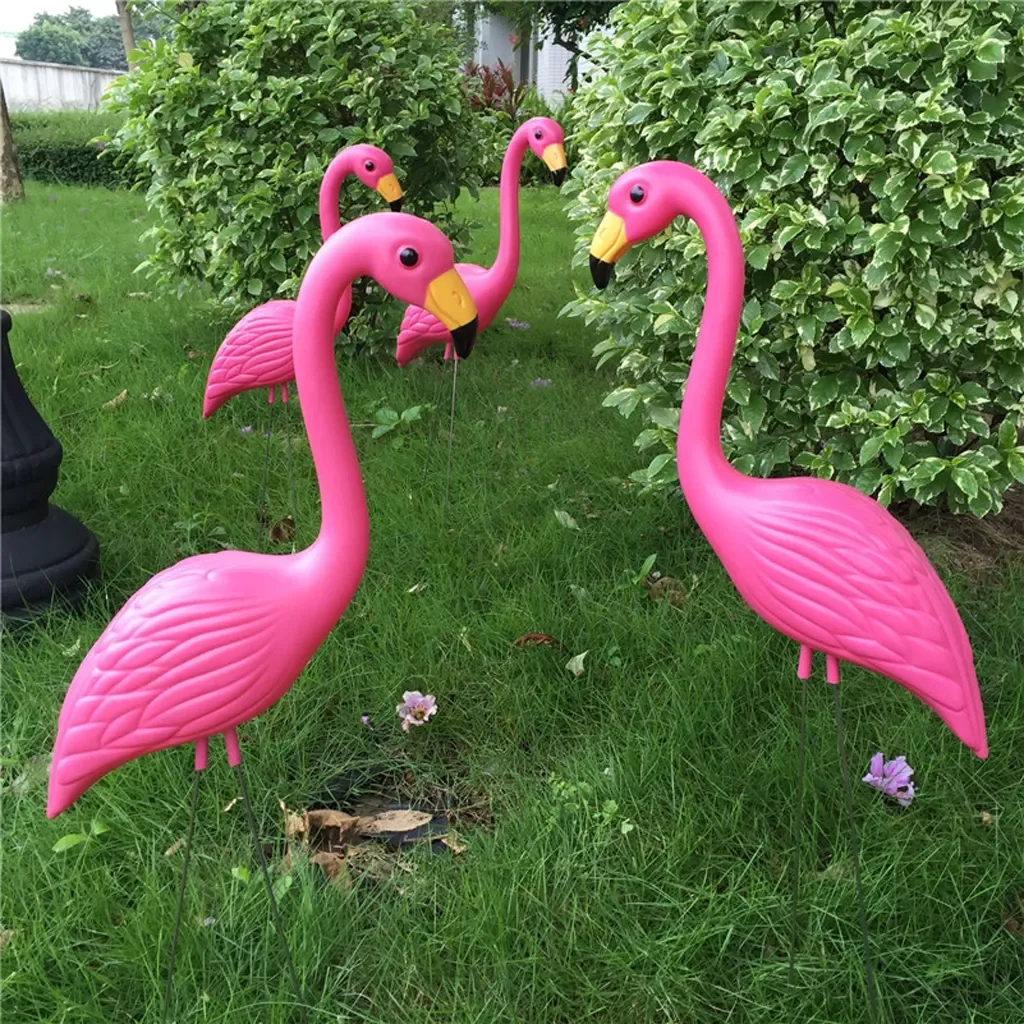 Large Pink Flamingo Garden Decoration Lawn Art Ornament Home Craft, Pack of 2