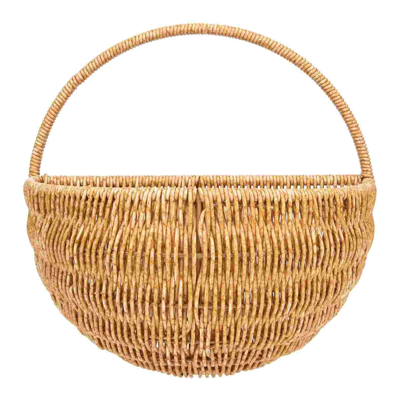 

Basket Hanging Wall Planter Woven Flower Storage Baskets Rattan Wicker Organizing Pot Egg Container Garlic Fruit Mounted Railing