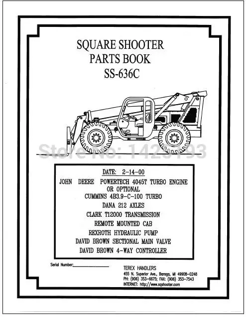 Руководство по лифтинговой мастерской и руководства запчастям для TEREX