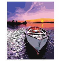 tapb diy painting by numbers sunset and boat landscape coloring by numbers adults for handpainted on canvas home wall art decor