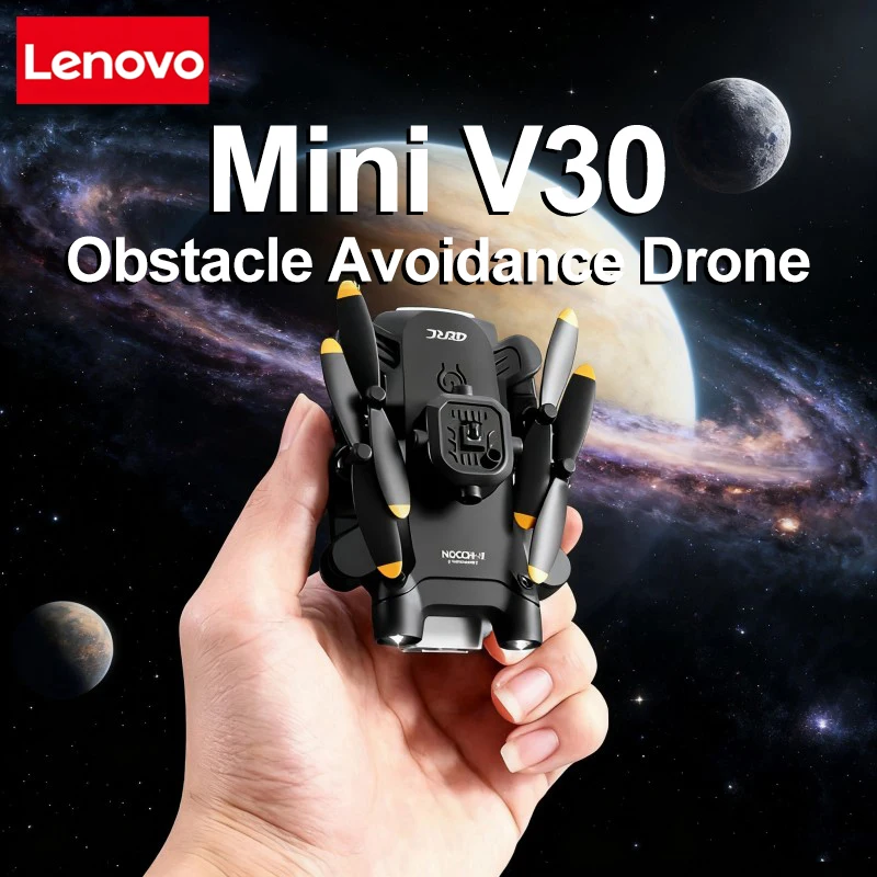 Фото Дрон Lenovo Mini V30 8K с HD-съемкой, профессиональный радиоуправляемый FPV-дрон с пятисторонним интеллектуальным обходом препятствий, миниатюрный, удобный, с GPS №1