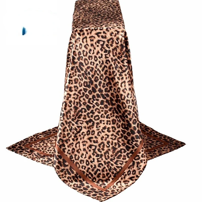 Большие квадратные шарфы 90*90 в горошек с леопардовым рисунком оптовая продажа