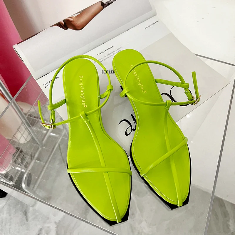 

2023 New Fashion Women Sandals Square Low Heel Lace Up Rome Summer Gladiator Casual Narrow Band Shoes