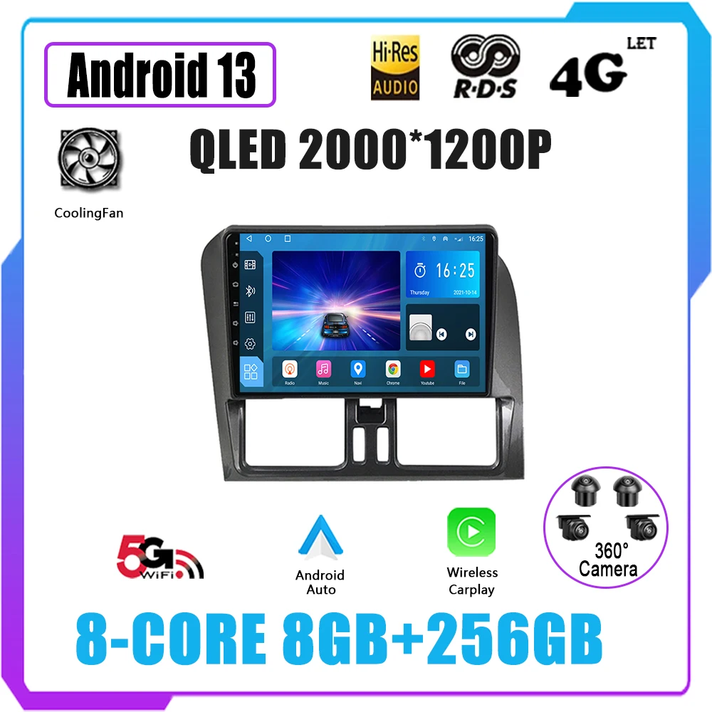 

Автомагнитола для автомобиля Volvo XC60 2009-2017 Android 13 мультимедийный видео GPS-навигатор No 2 Din DVD-плеер