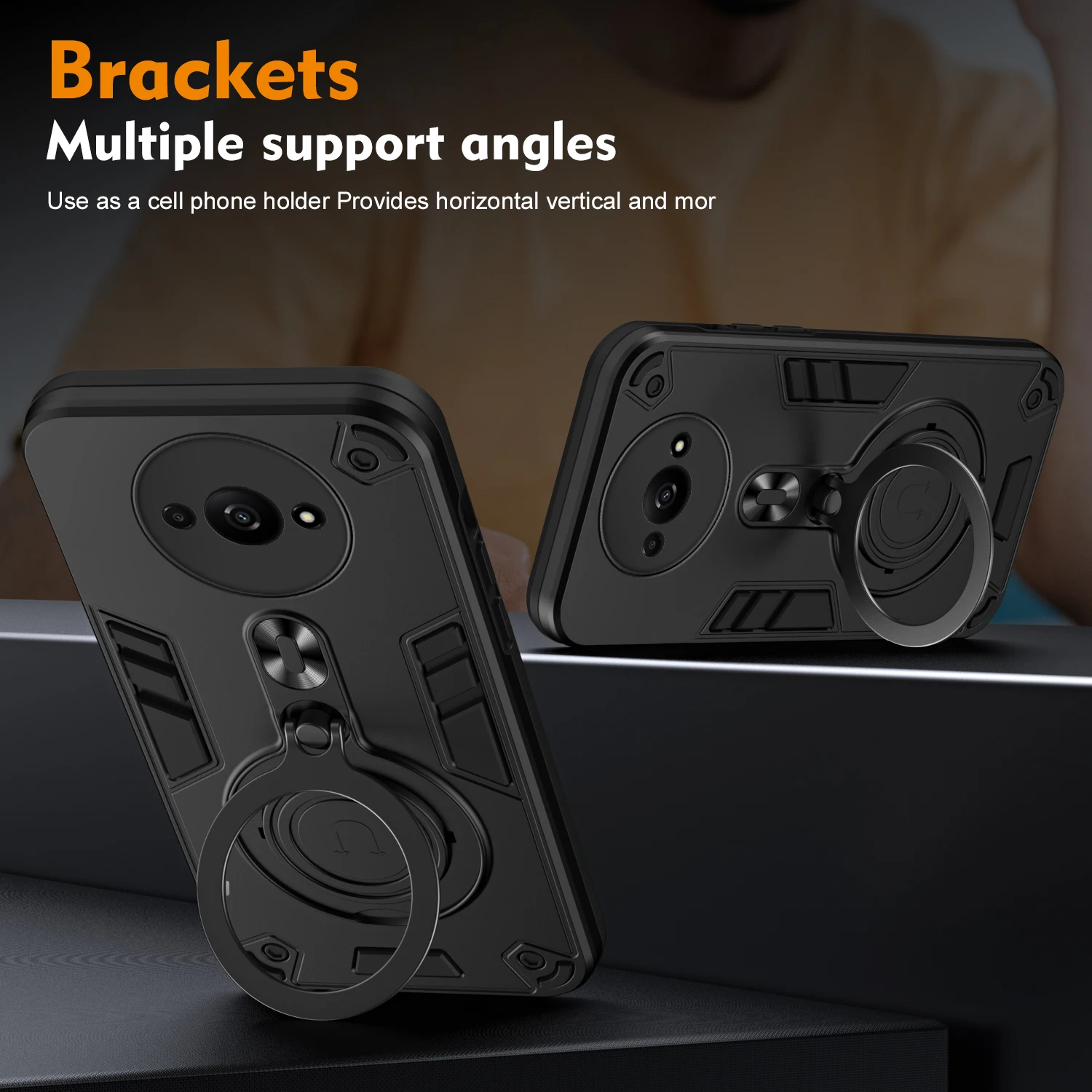 Бронированный чехол для Xiaomi Redmi A3 автомобильный магнитный держатель с кольцом на