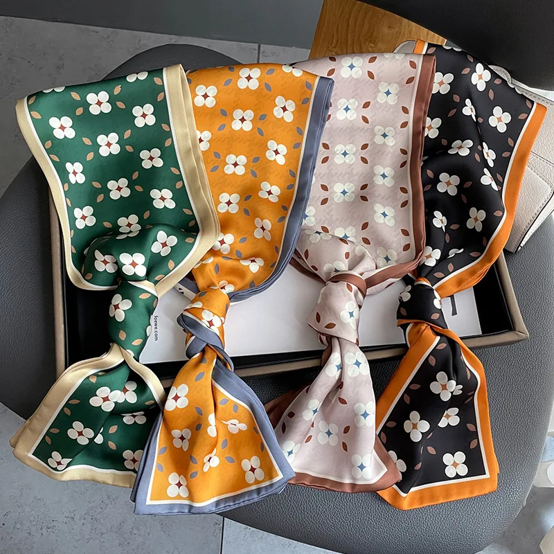 Дизайнерский шелковый шарф с принтом Женская регулируемая лента для волос