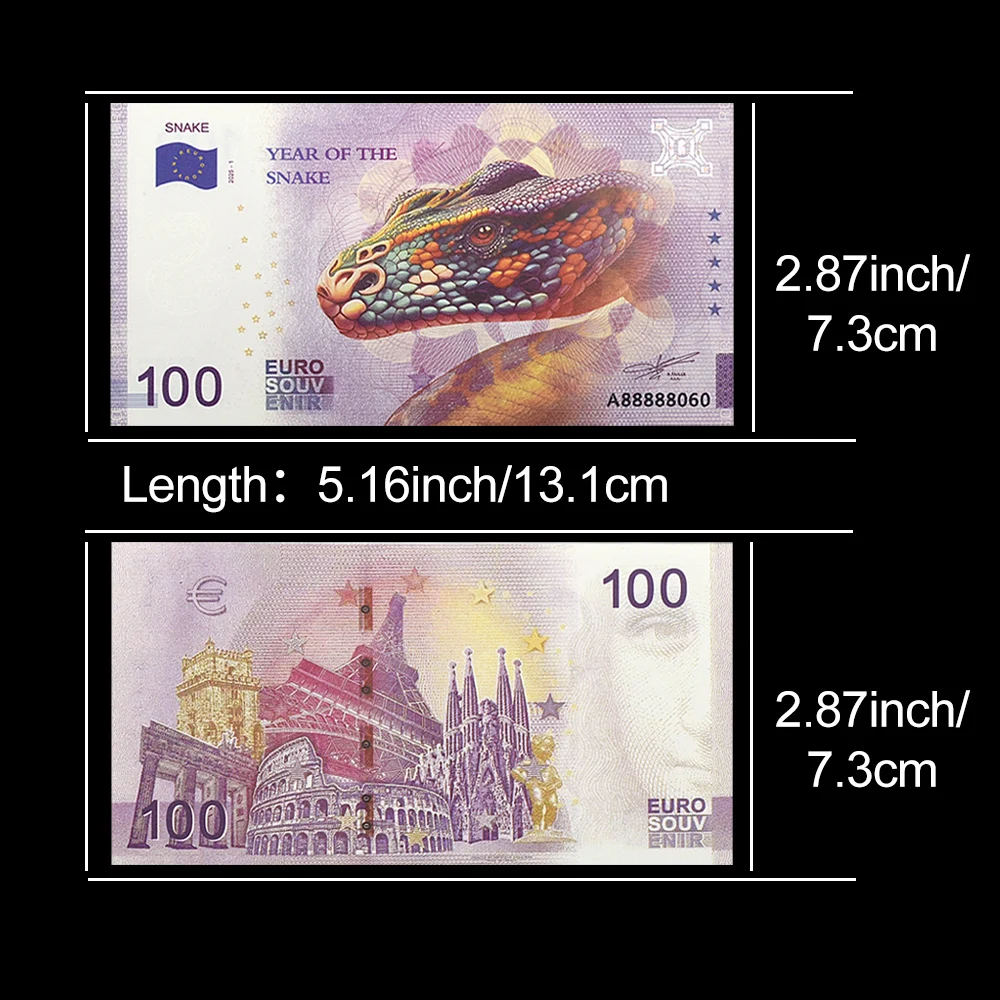 2025 год зодиака Змея 100 евро памятные банкноты сделай сам зеленая флуоресцентная
