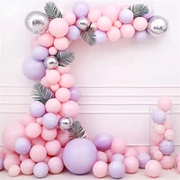 117pcs pink purple balloons garland arch kit silver 4d foil balloon with artificial leaves decor baby shower birthday wedding