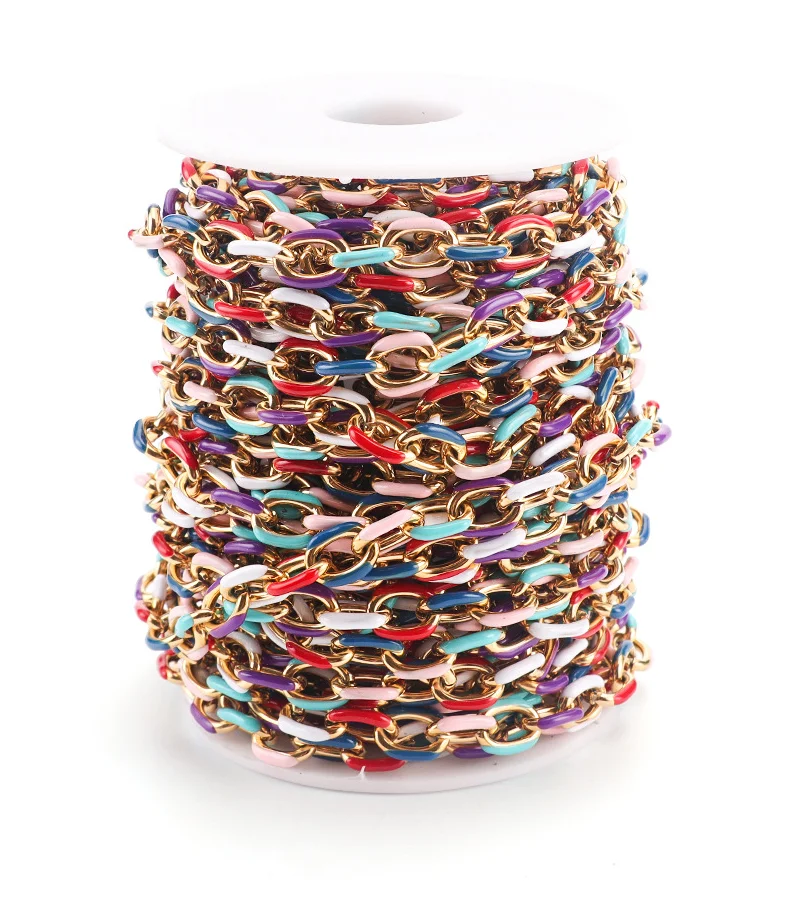 1 м/рулон цепочки из нержавеющей стали 304 с золотым и серебряным покрытием