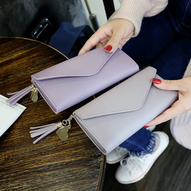 

Long Wallet Women Purses Tassel Fashion Coin Purse Card Holder Wallets Female High Quality Clutch Money Bag PU Leather Wallet