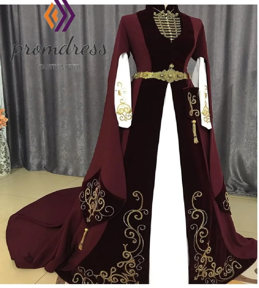 Ретро бордовое готическое свадебное платье Черкесская культура Турецкое