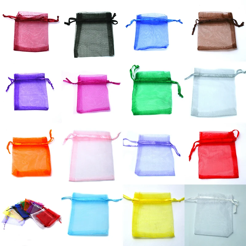 

15x20/17x23/20x30cm 10pc Organza Bags Wedding Pouches Nice Gift Bag 16 Colors Selection Jewelry Packaging Transparent Gauze Bag