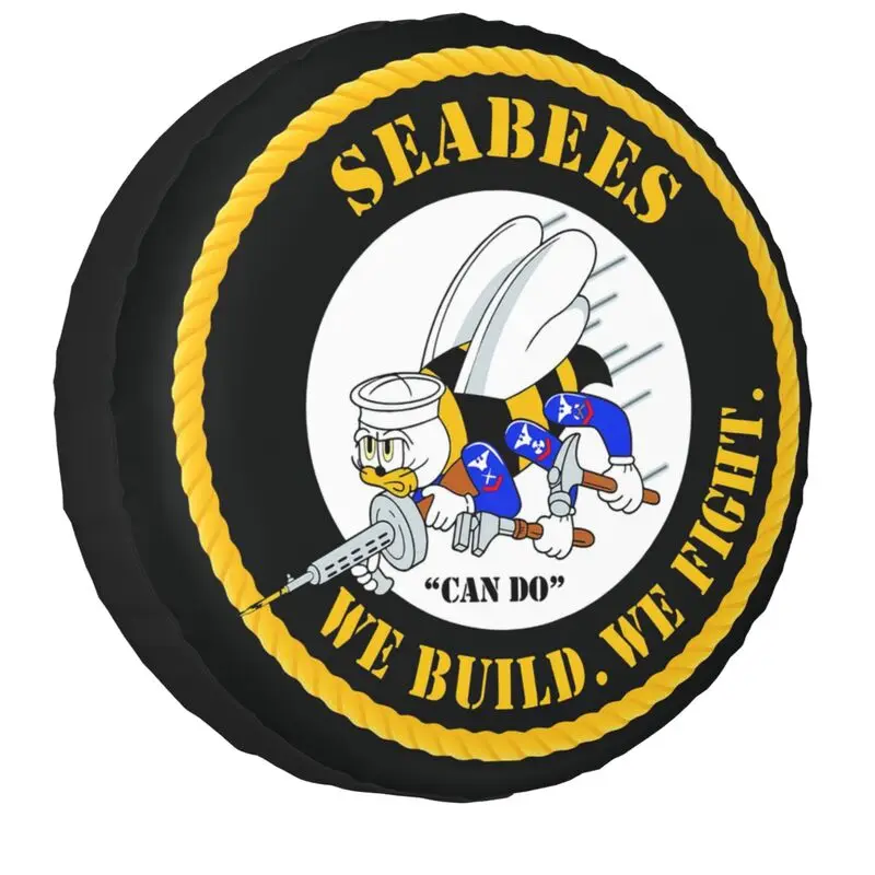 US Navy Military Sea Bees Spare Tire Cover Fit for Jeep Hummer SUV RV Trailer Car Wheel Protectors 14" 15" 16" 17" Inch