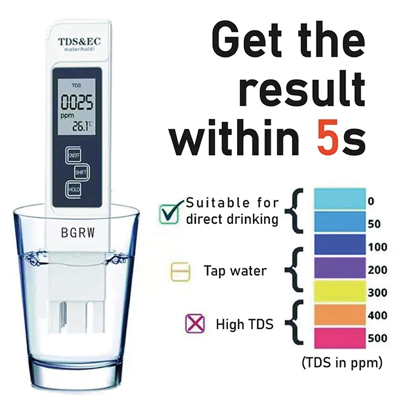 

Цифровой тестер качества воды TDS EC Meter 0-9990