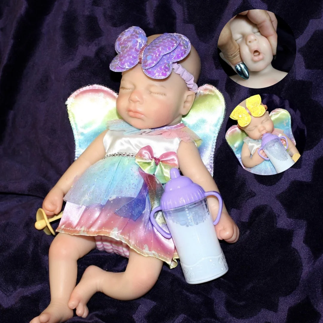 Могут с открытым ртом 33 см однотонная кукла Bebe Reborn Girl окрашенной кожей моющаяся