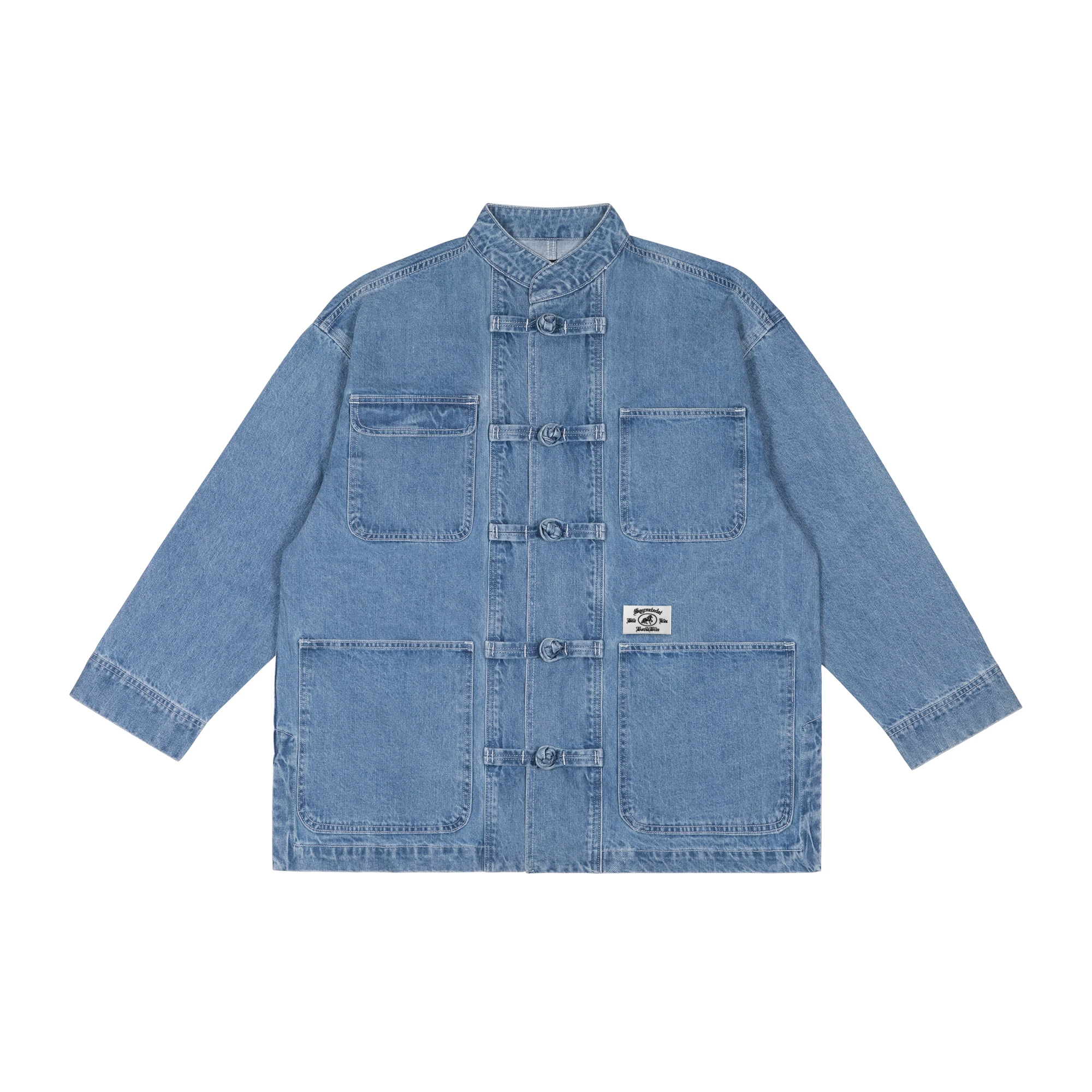 Myge Ретро стирка традиционная тарелка Кнопка кунг-фу искусственное пальто