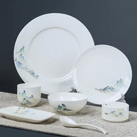 luxury plate set wedding white vintage ceramic dinner plates flat organiser bone china 8inch full tableware vajilla plates