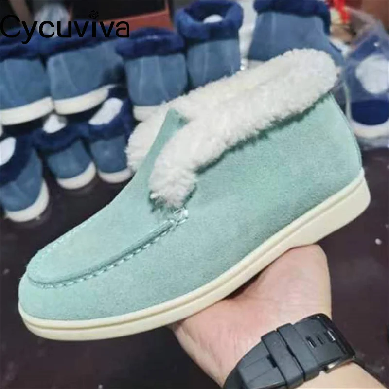 

2022 Winter Wool Children Loafers Girls Boys Flat Casual Fur Shoes Student Footwear High Top Kidsuede Comfortable Ankle Boots