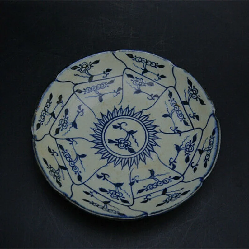 

Ancient Chinese Antique Handmade Blue and White Tray a54