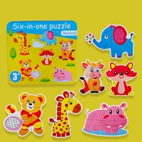 wooden puzzles for kids montessori toys educational 3d puzzle toddlers cartoon animal car fruit cognitive matching puzzles toys