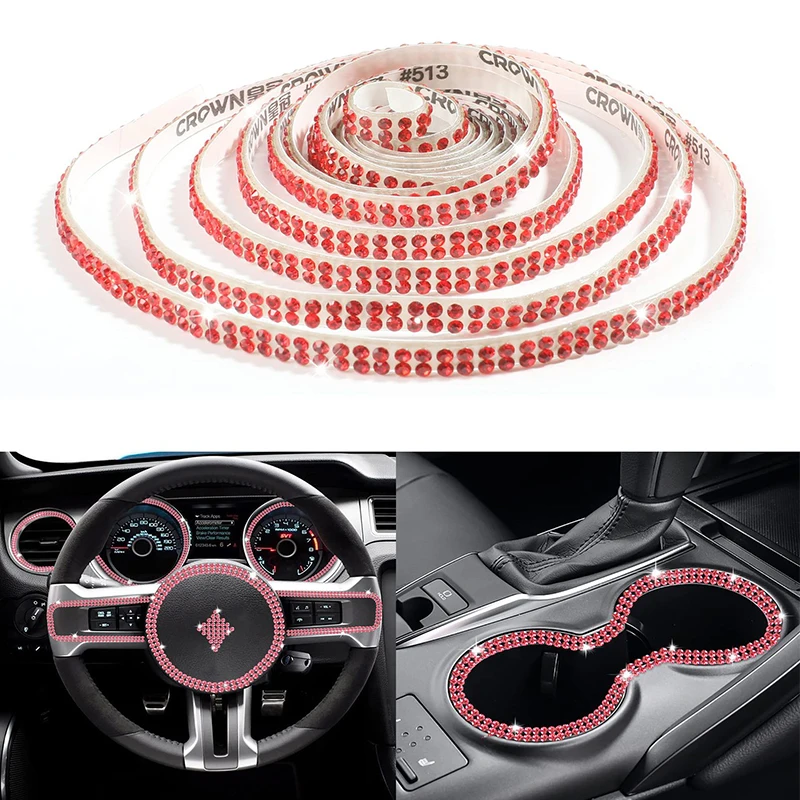 

16.4Ft Fashion Bling Diamond Car Interior Trim Strips Sticker DIY Rhinestone Decoration Accessories For Women Girls