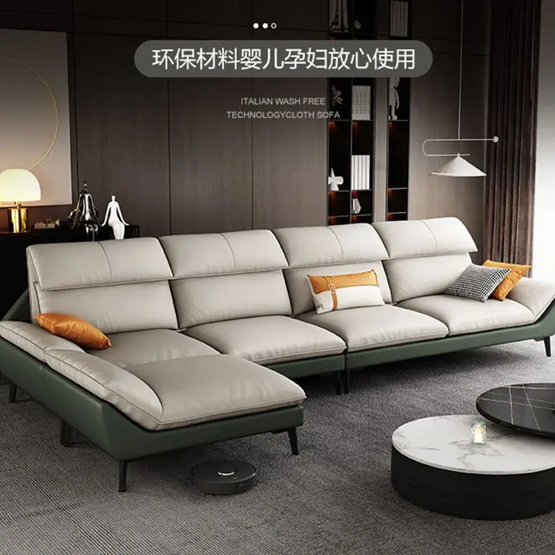 

Blue technology bouguifei sofa modern simple living room light luxury Italian corner combination fabric latex sofa