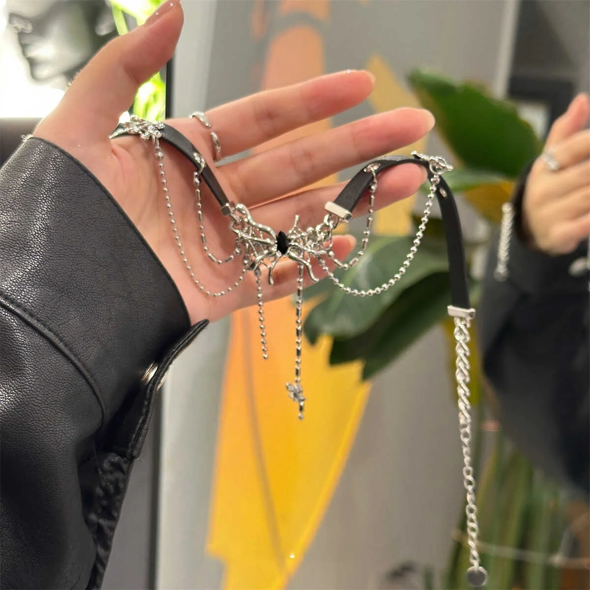  Милое крутое ожерелье-паук Gyaru женское уличное короткое кожаное ожерелье в стиле