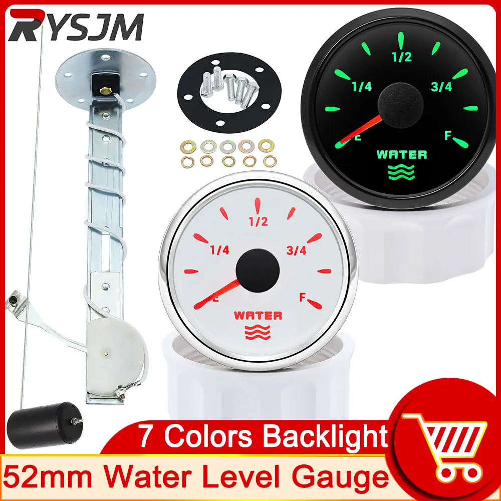 

52 мм Датчик уровня воды 7 цветов измеритель подсветки 240-33ohm для автомобиля лодка топлива Отправитель блок датчик уровня воды Счетчик резерв...