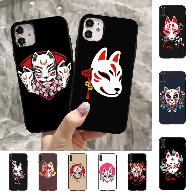 

FHNBLJ Japanese Kitsune Fox Mask Phone Case for iPhone 11 12 13 Mini Pro Max 8 7 6 6S Plus X 5 SE 2020 XR XS Funda Cover