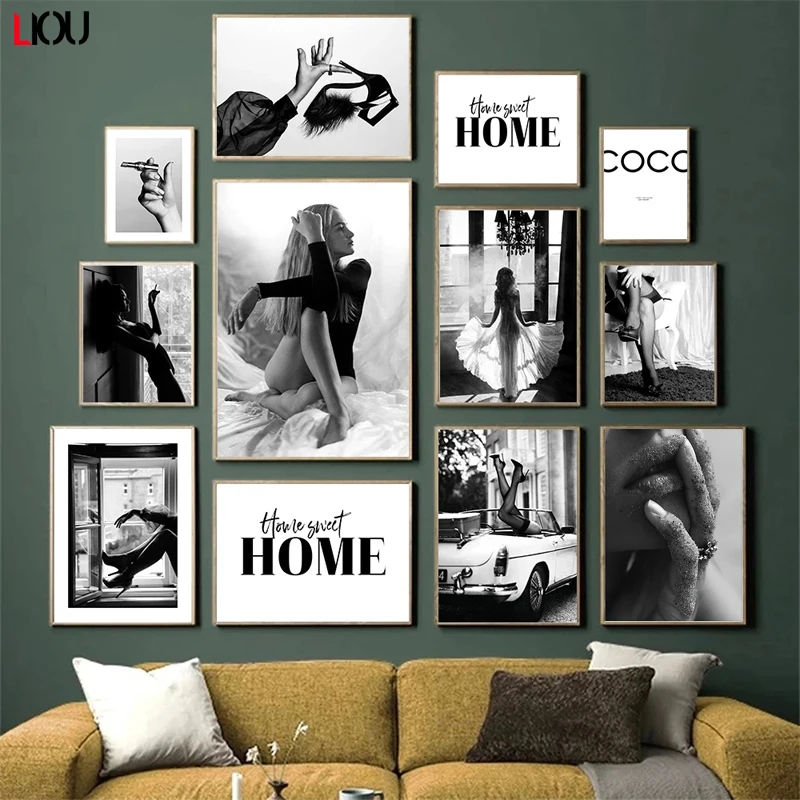 Модный сексуальный женский настенный постер обувь на высоком каблуке с губной