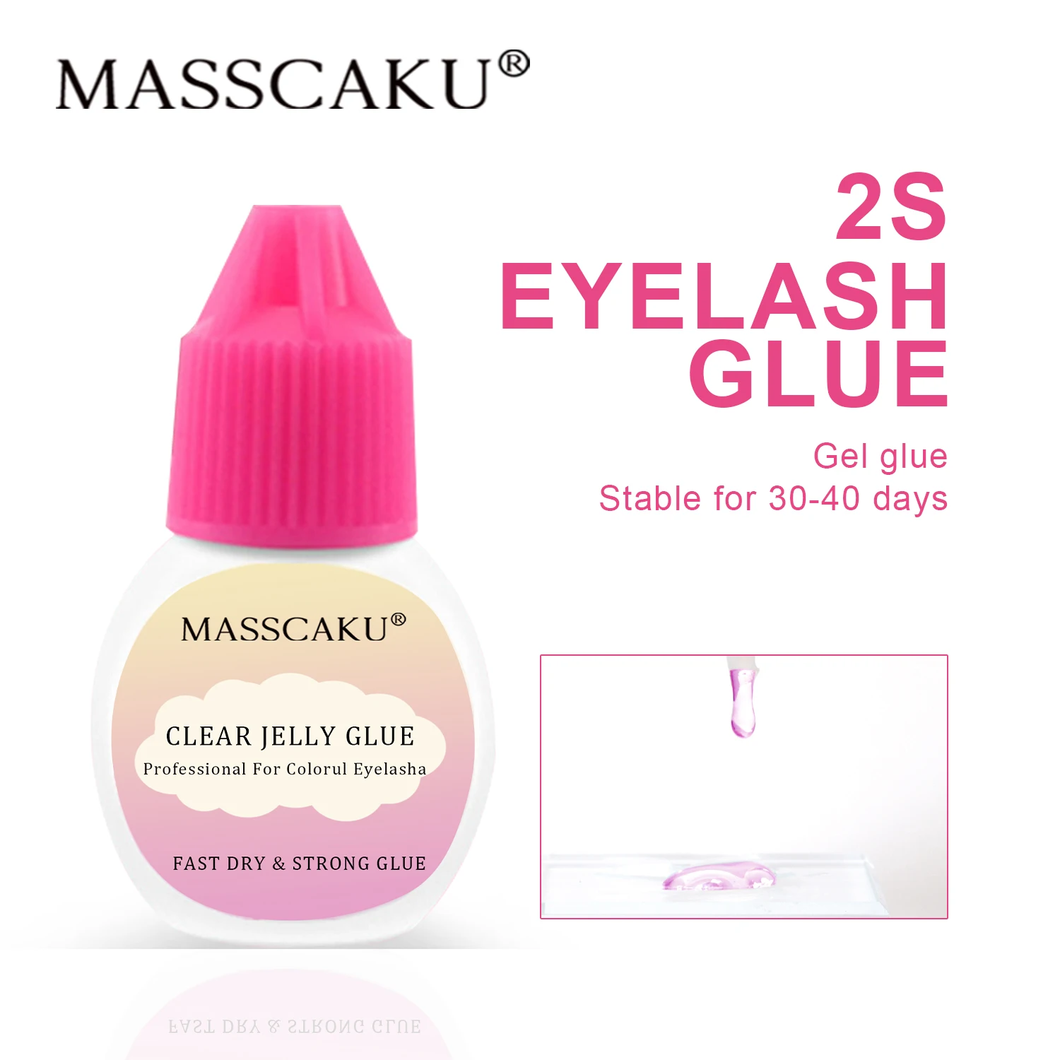 

MASSCAKU Professional Low Smell Jelly Eyelash Adhesive Safe Fast Drying Strong Bond Non-irritating Makeup Extension Glue