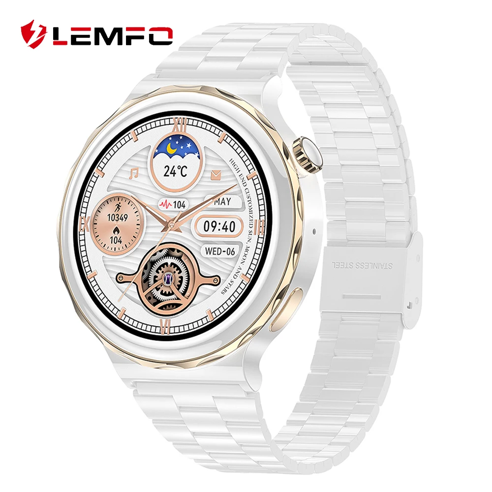LEMFO LHK43 NFC Smart Watch Women Wireless Charging Bluetooth Call Smartwatch IP68 Waterproof 1.36 Inch 390*390 HD Screen