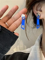 funny girl punk color zipper earrings new fashion personality niche street hip hop earrings metal jewelry