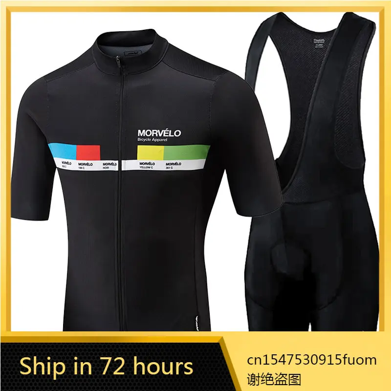 

Morvelo Men Summer Clothing cycling Clothes kits short sleeve bib shorts men's Breathable Bib Shorts maillot ciclismo set