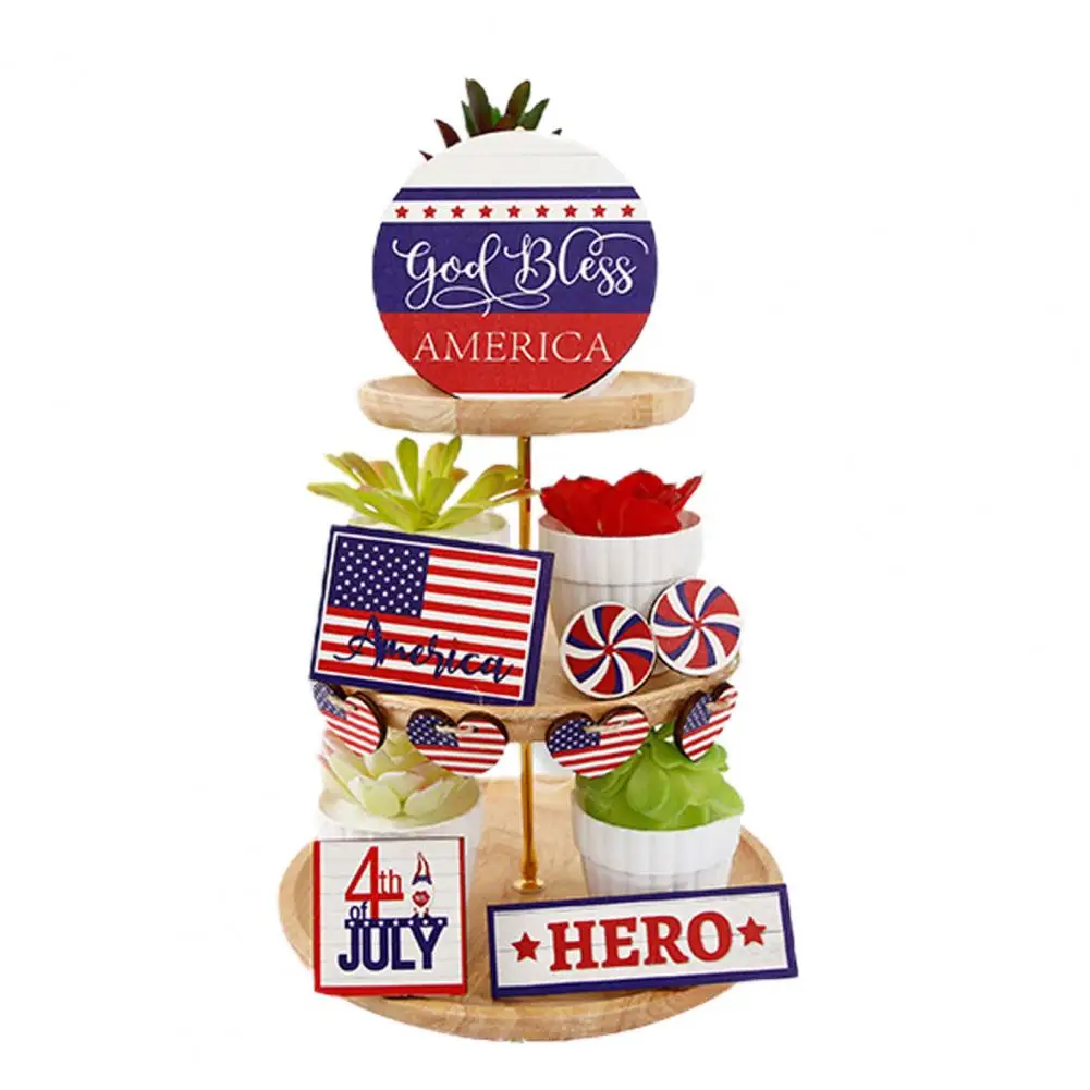 

Украшение для подноса, 1 набор, отличный привлекательный яркий цвет, поднос для Дня независимости, деревянный знак, праздничный реквизит