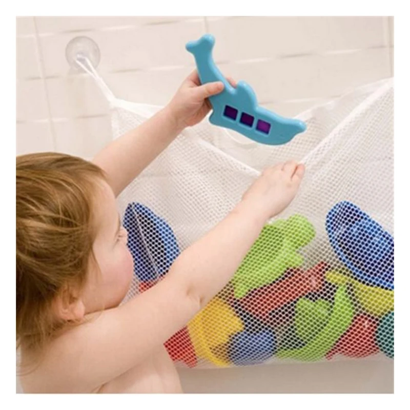 

New Folding Baby Bathroom Hanging Mesh Bath Toy Storage Bag Net Suction Cup Baskets Shower Toy Organiser Bags