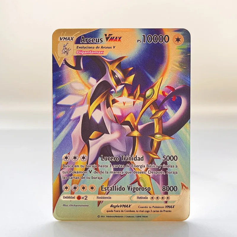 

Español Покемон карты золотая металлическая карта аниме испанский Charizard Pikachu Vstar VMAX GX Mewtwo