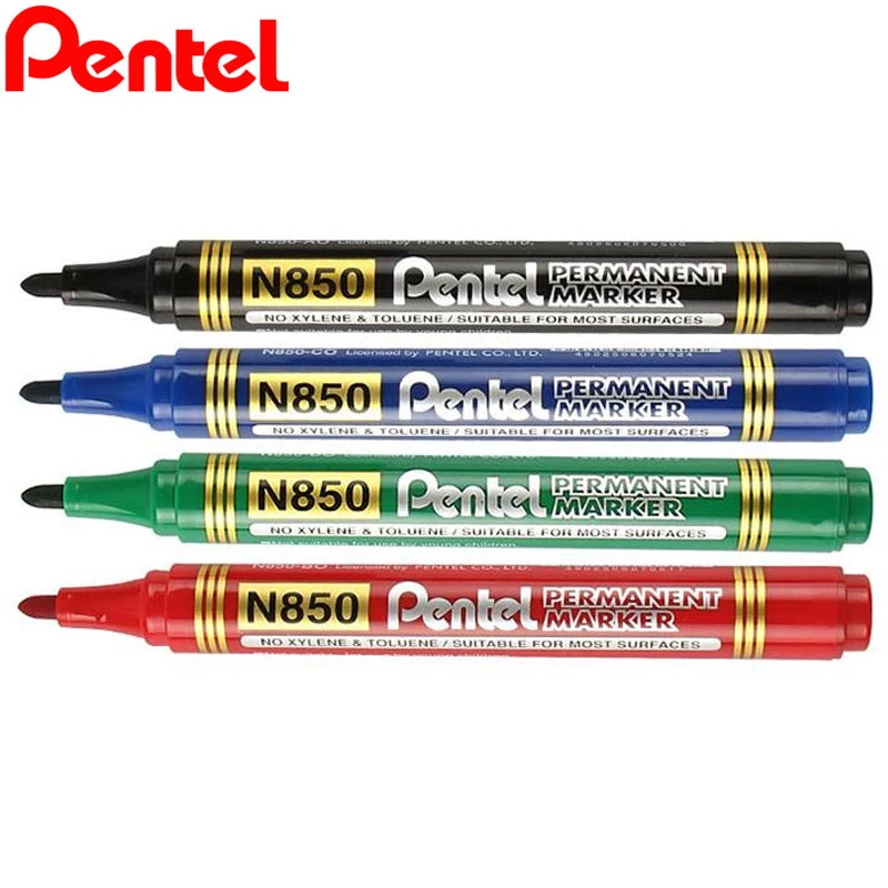 1 Piece Japan Pentel N850 Permanent Marker Paint Pen 4.2mm Round Tip Non-toxic Waterproof Black Red Blue Marker Office Supplies