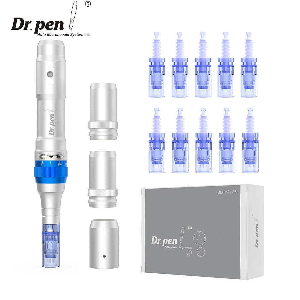 Professional Dermapen Dr pen A6 Microneedling Machine with 10 Pcs Cartridges Facial Mesotherapy Skincare Tools Home Use Spa