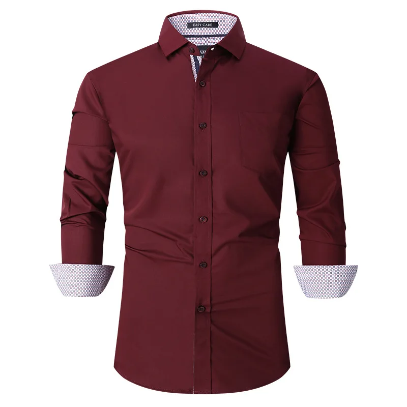 Parklees Coffee Color Bamboo Fiber Shirt Men 2022 Brand New Button Down Non Iron Shirt Business Casual Slim Fit Camisa Masculina