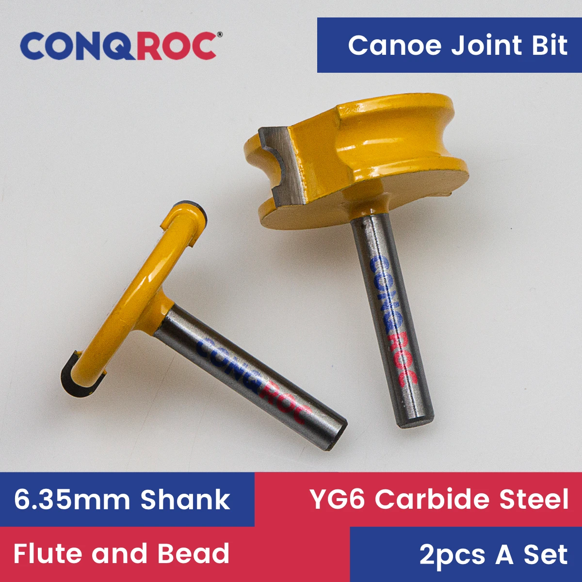 

Canoe Joint Flute and Bead Router Bits Set 1/4" (6.35mm) Shank Tungsten Carbide Woodworking Cask Boat Making Milling Cutters Kit