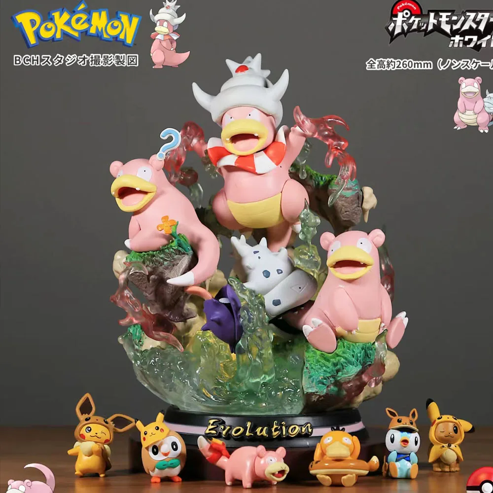 

26cm One Piece Anime Figure Pokemon Pvc Pet Elf Mfc Mewtwo Series Pop it Kawaii Slowpoke Model Toy Collection Halloween Gift