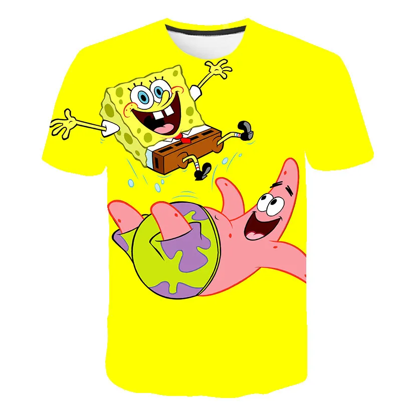 

Hot Sale Kids New funny Piestars and SpongeBobs 3D Print Factory Direct boy and girls Tshirt Casual Sport Top Tees For 3-14Y