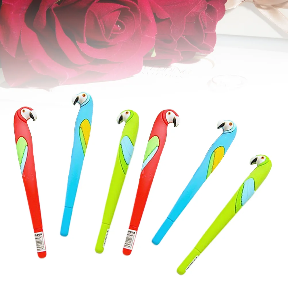 

6Pcs 05MM Gel Pen Creative Cartoon Parrot Pen for School Office Stationery (Random Color)