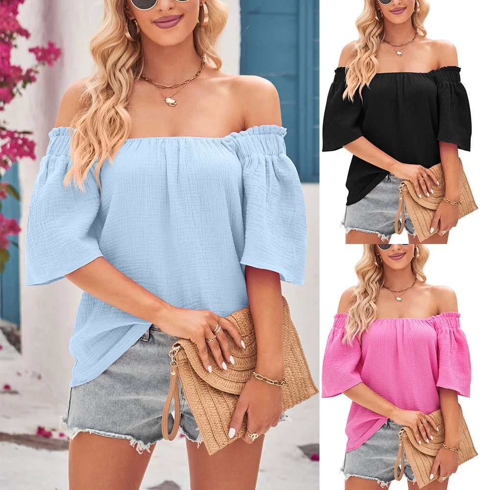 

Summer New European and American Women's Pure Cotton Short Sleeve Top Temperament T-shirt aesthetic clothes