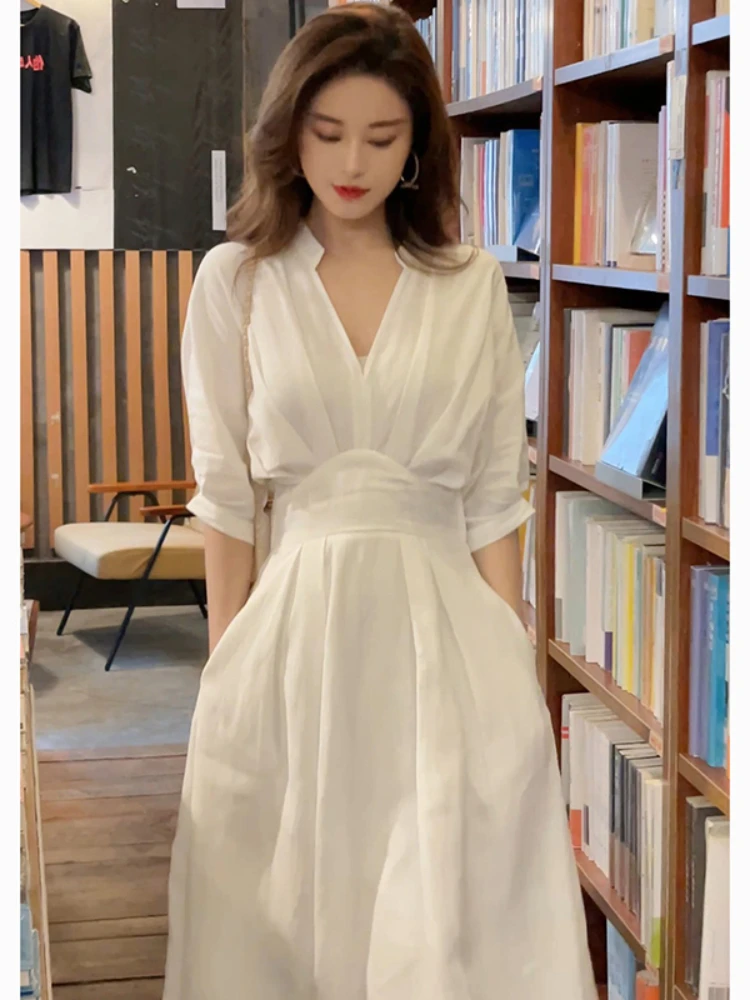 

Summer Women Dress Shirt Dress Long Evening Female Vintage Maxi Party Oversize Beach Woman Dresses Casual Elegant Prom White